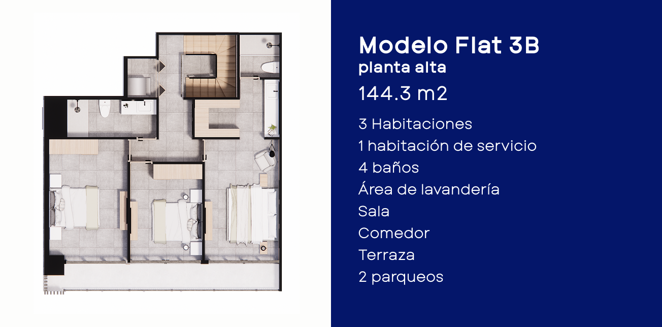 Modelo Flat 3B - Planta Alta